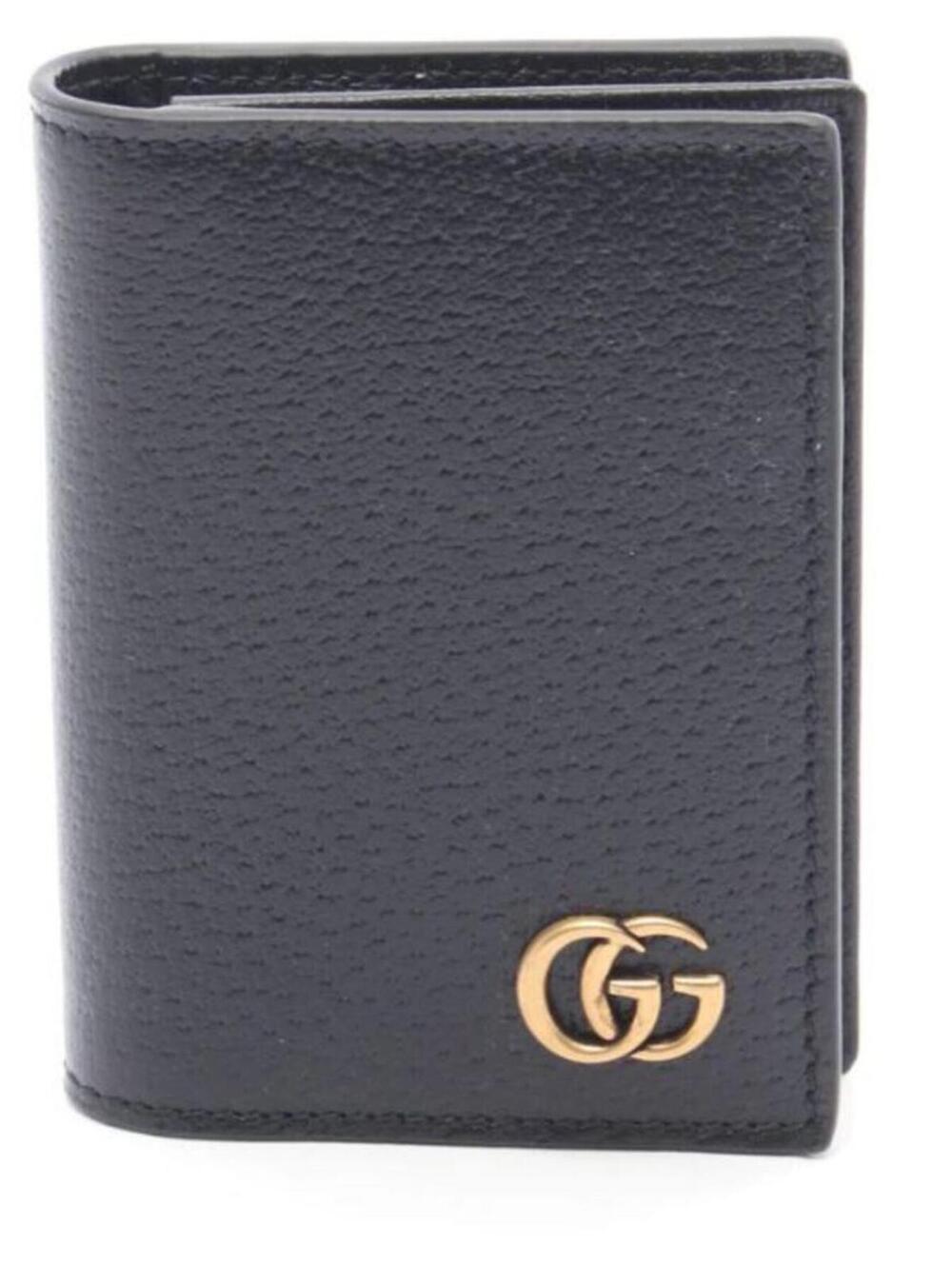 NWT Gucci GG Marmont Card Case Holder Black Leather Bifold